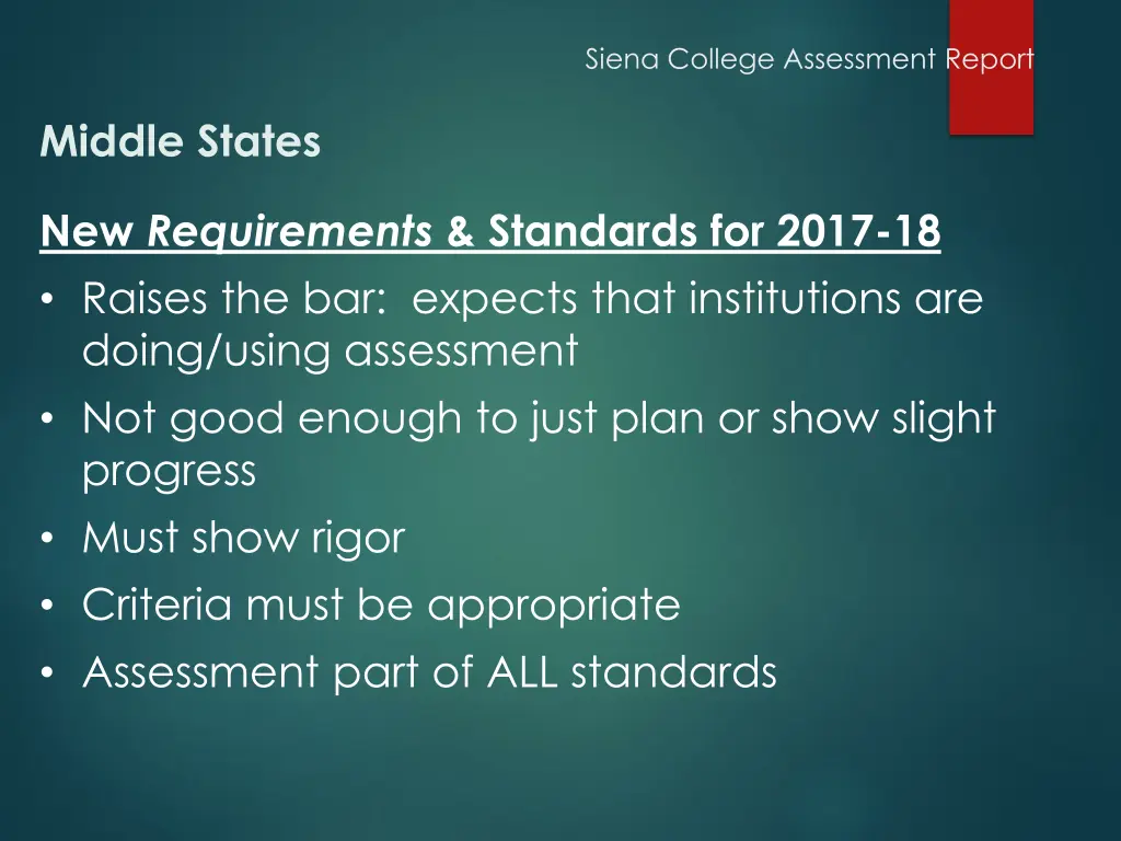 siena college assessment report 8