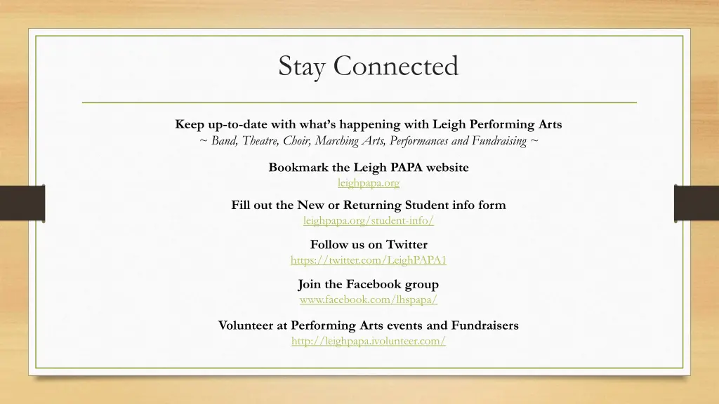 stay connected