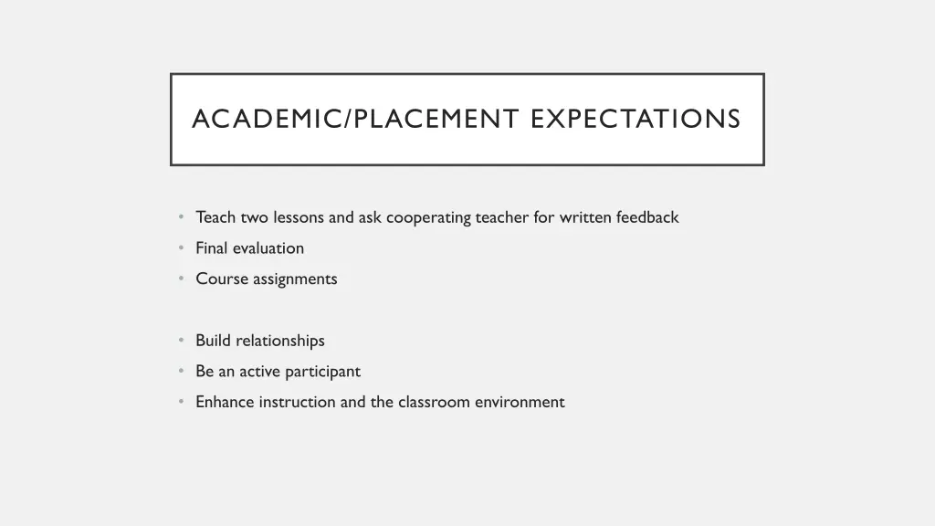 academic placement expectations