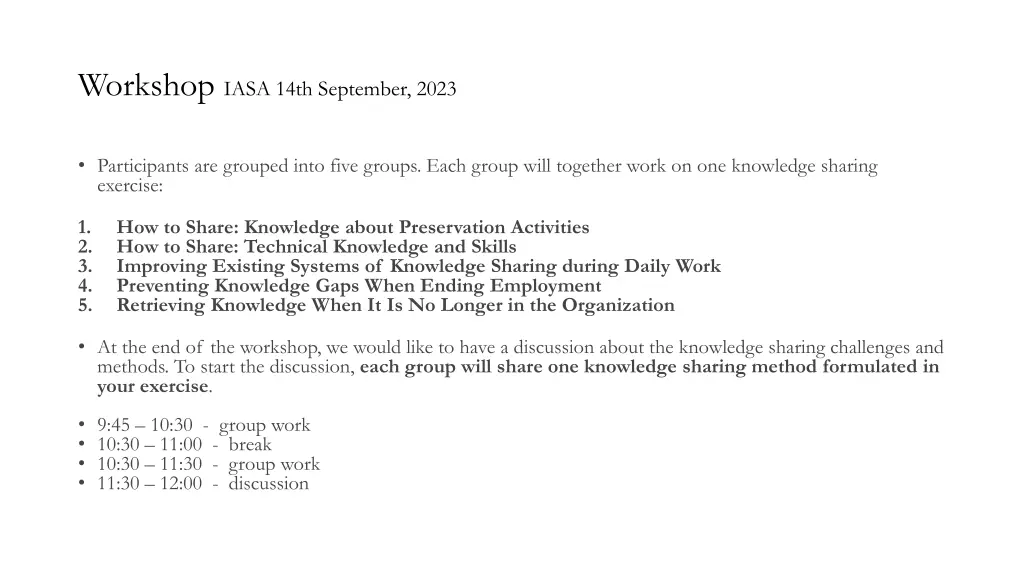 workshop iasa 14th september 2023