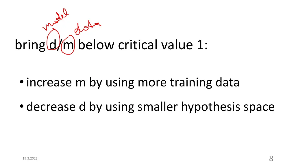 bring d m below critical value 1