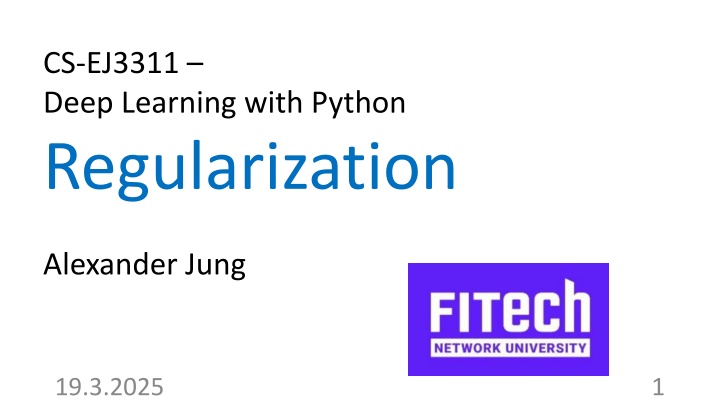 cs ej3311 deep learning with python regularization