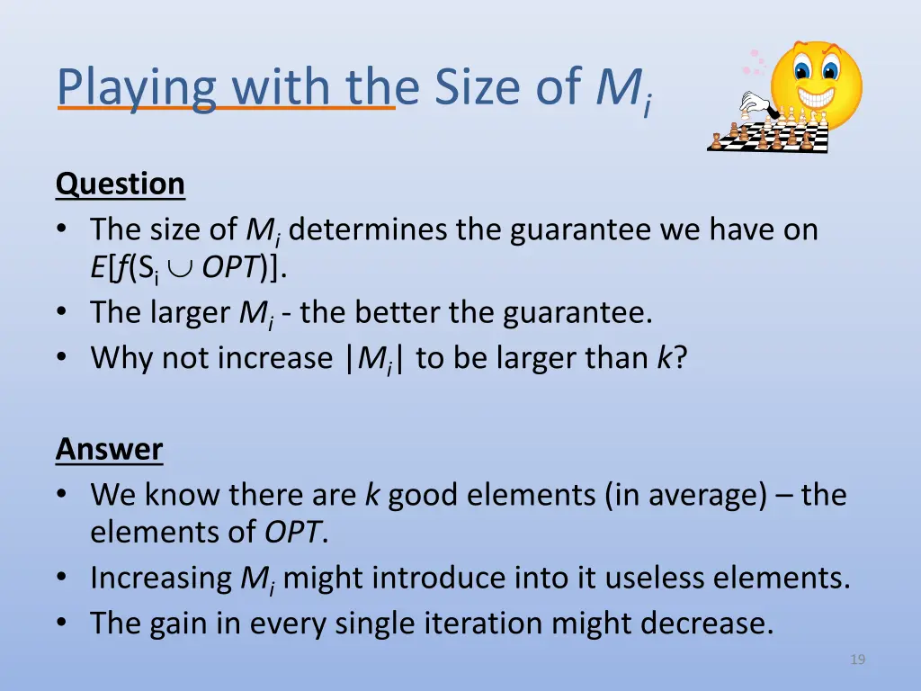 playing with the size of m i