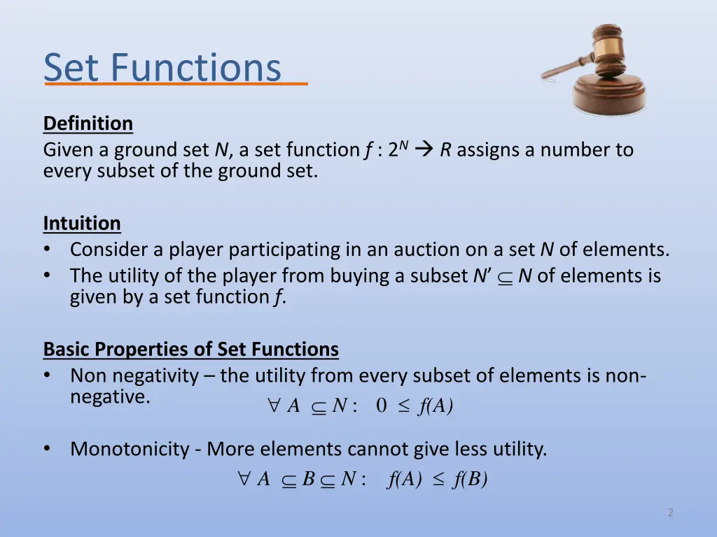 set functions