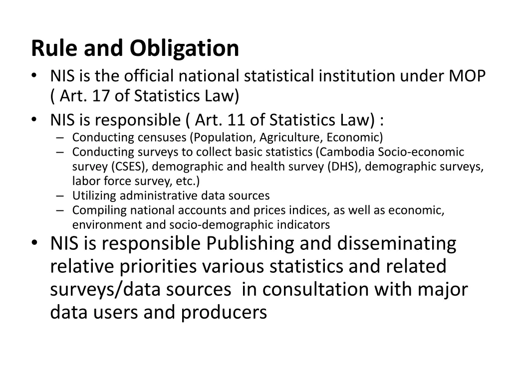 rule and obligation nis is the official national