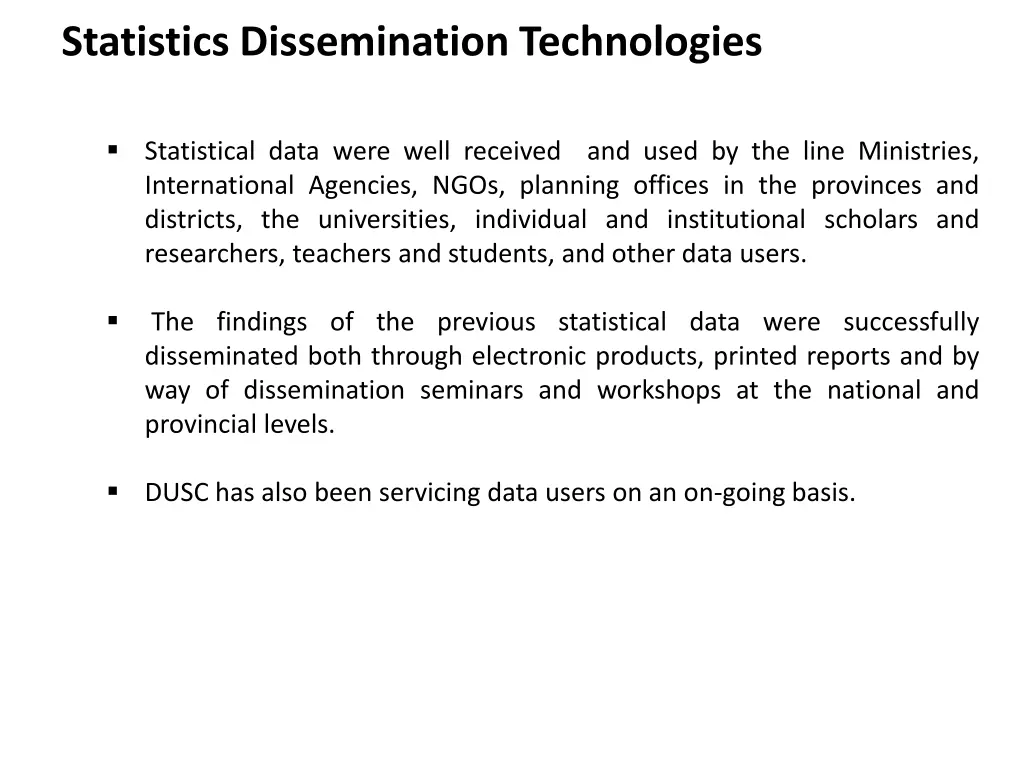 statistics dissemination technologies