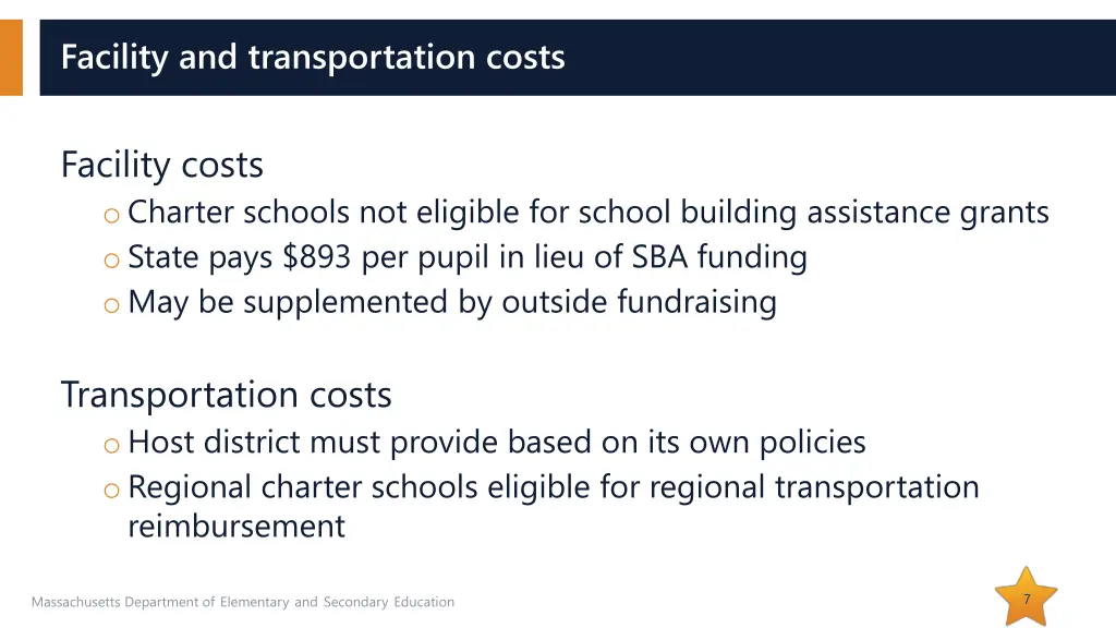 facility and transportation costs