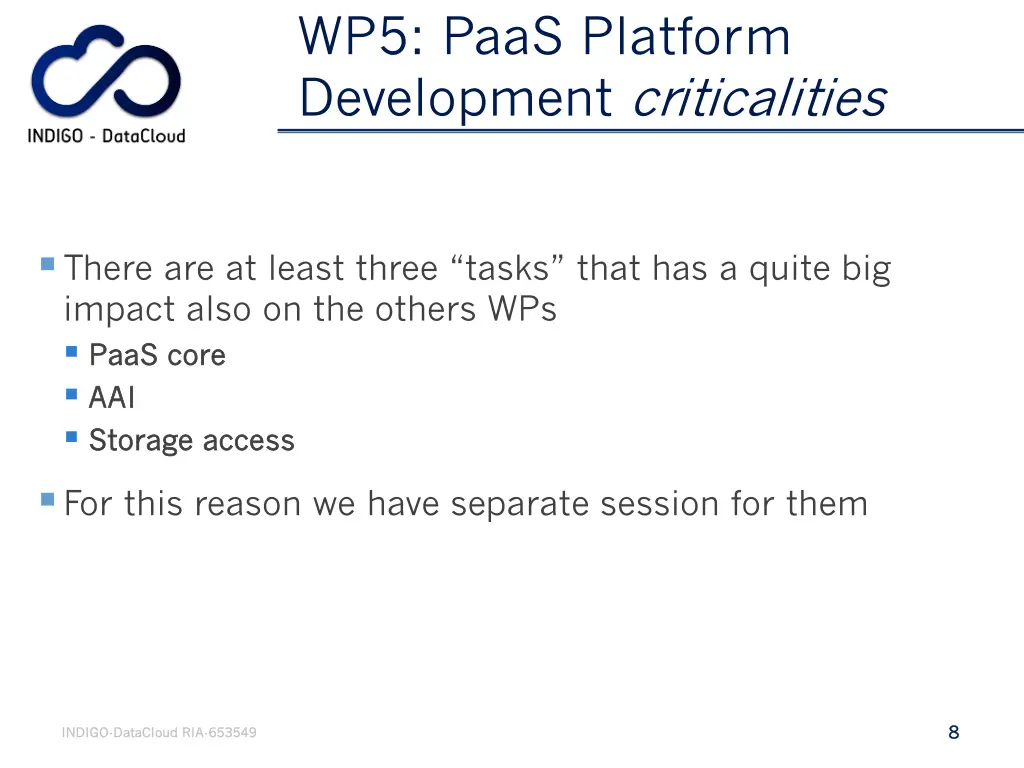 wp5 paas platform development criticalities