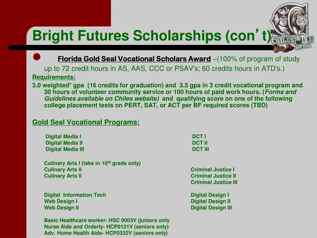 bright futures scholarships con t florida gold