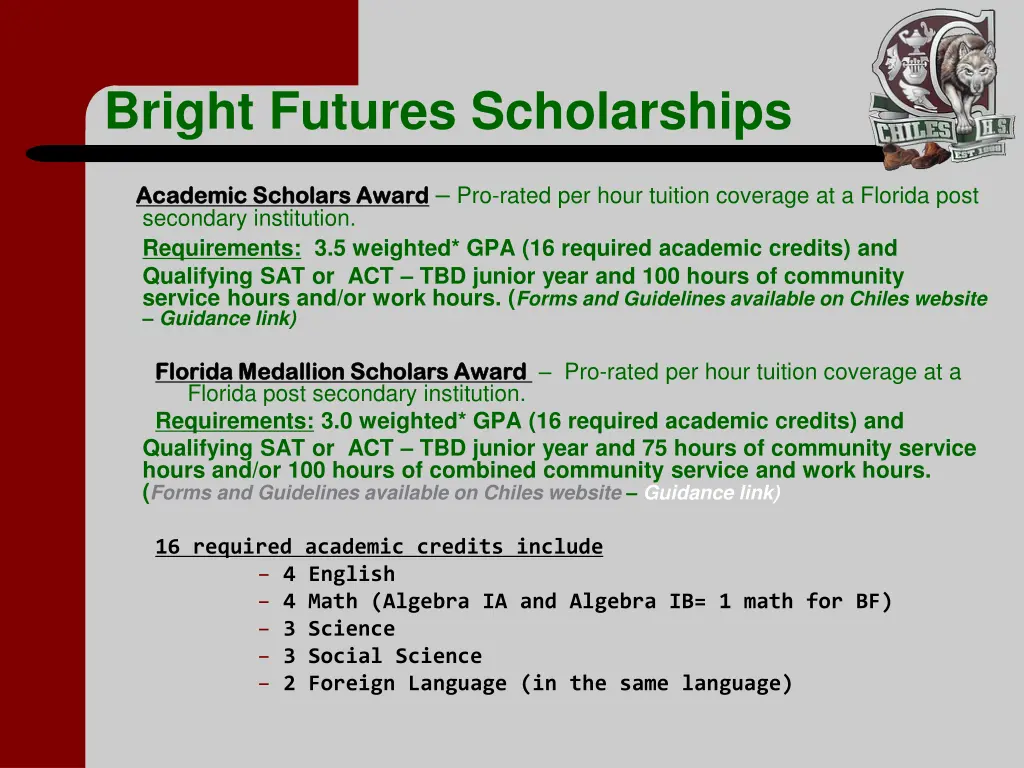bright futures scholarships