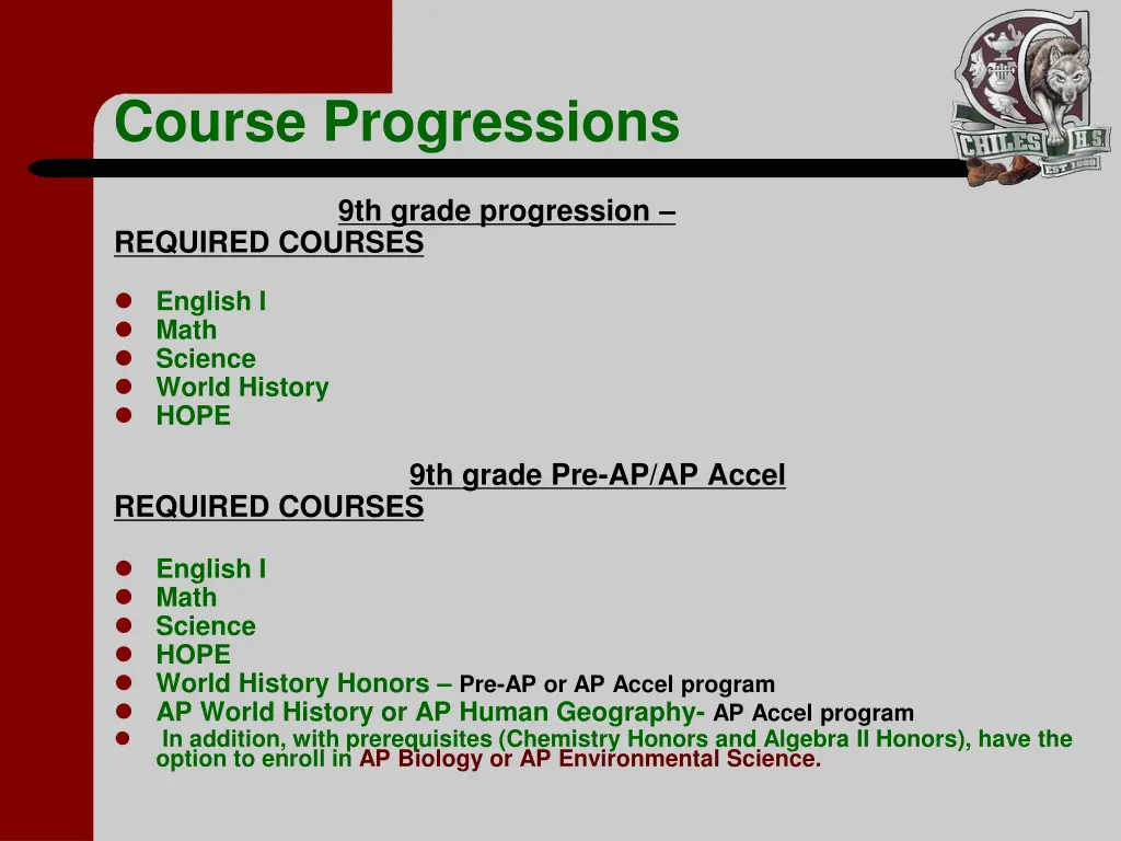 course progressions