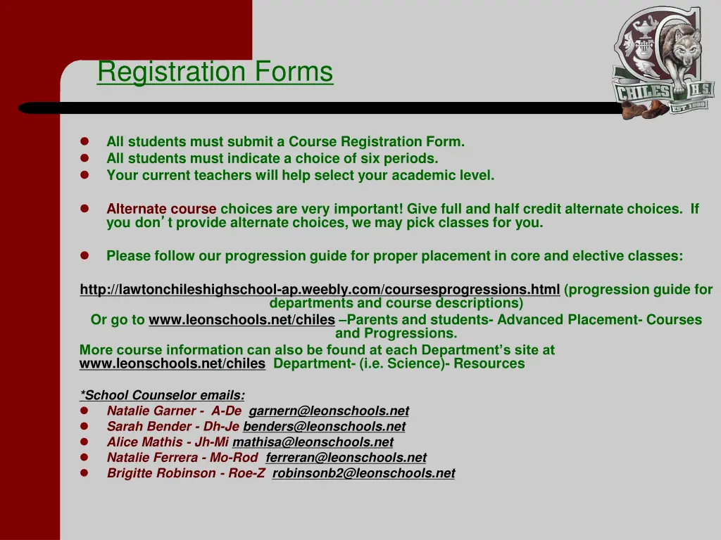 registration forms