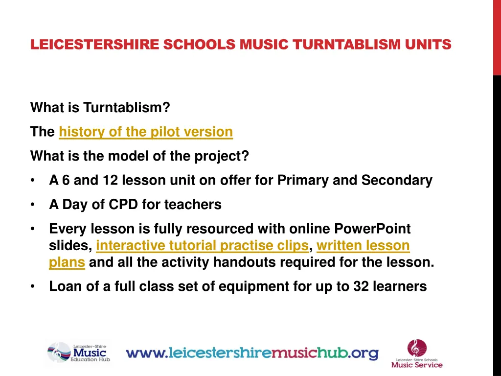 leicestershire schools music turntablism units