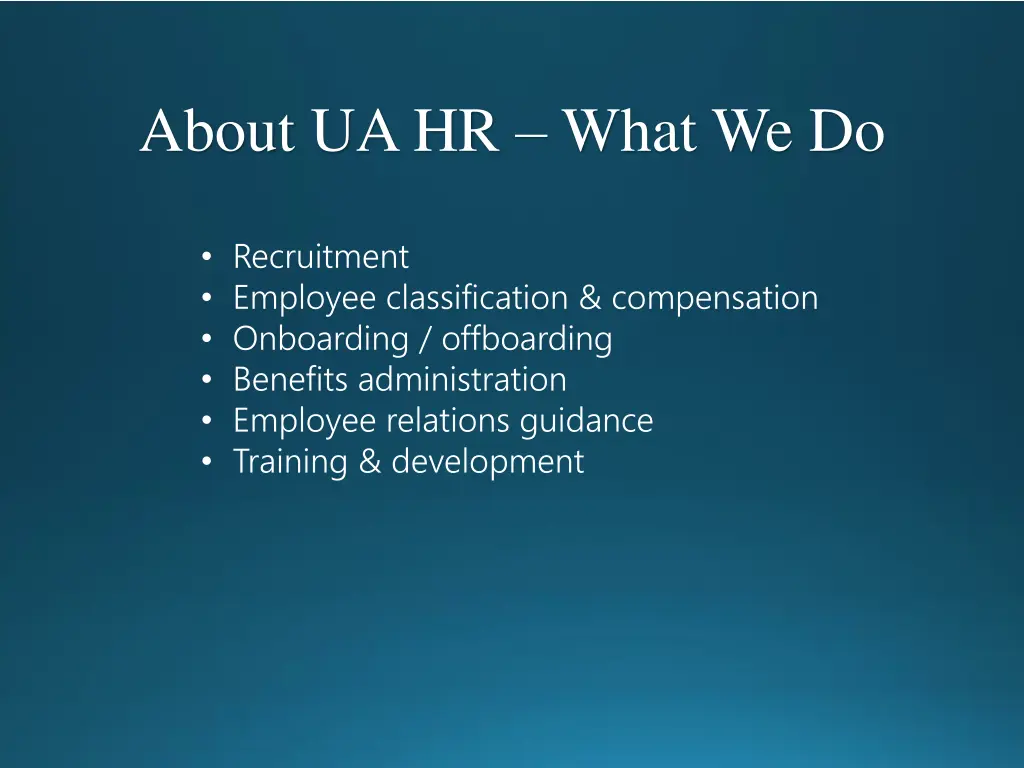 about ua hr what we do