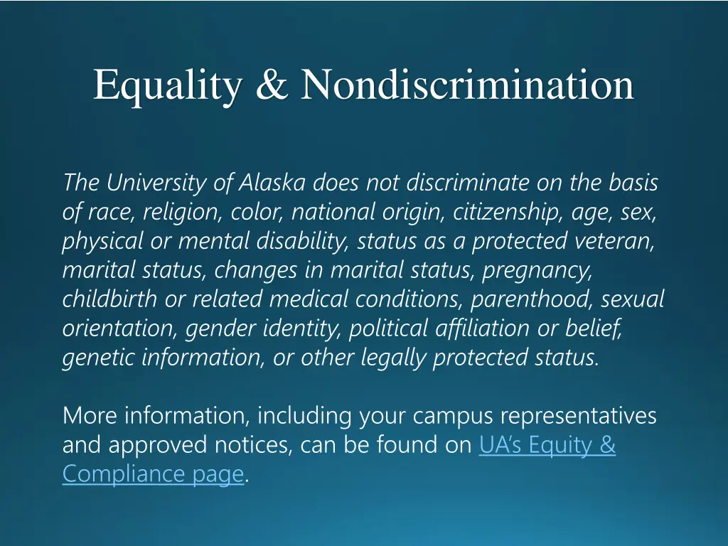 equality nondiscrimination