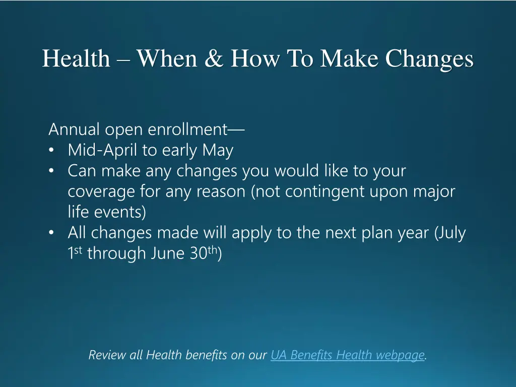 health when how to make changes