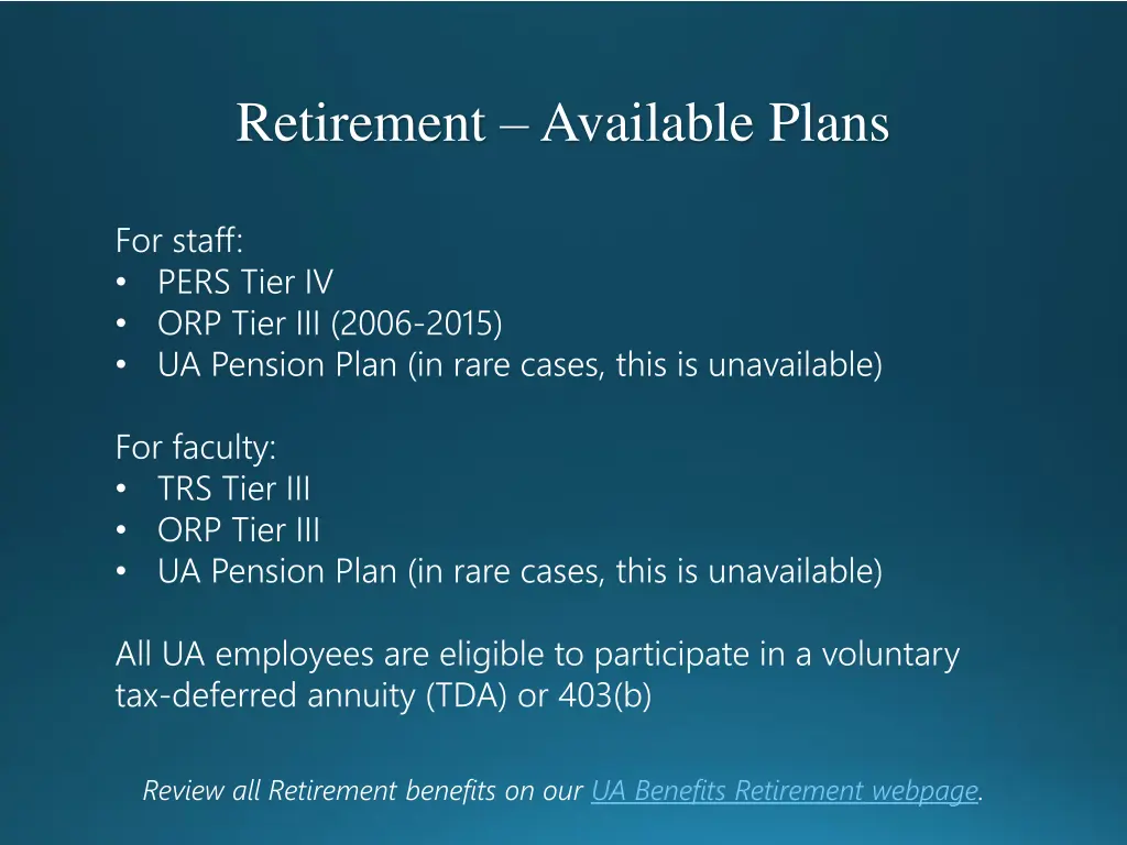 retirement available plans