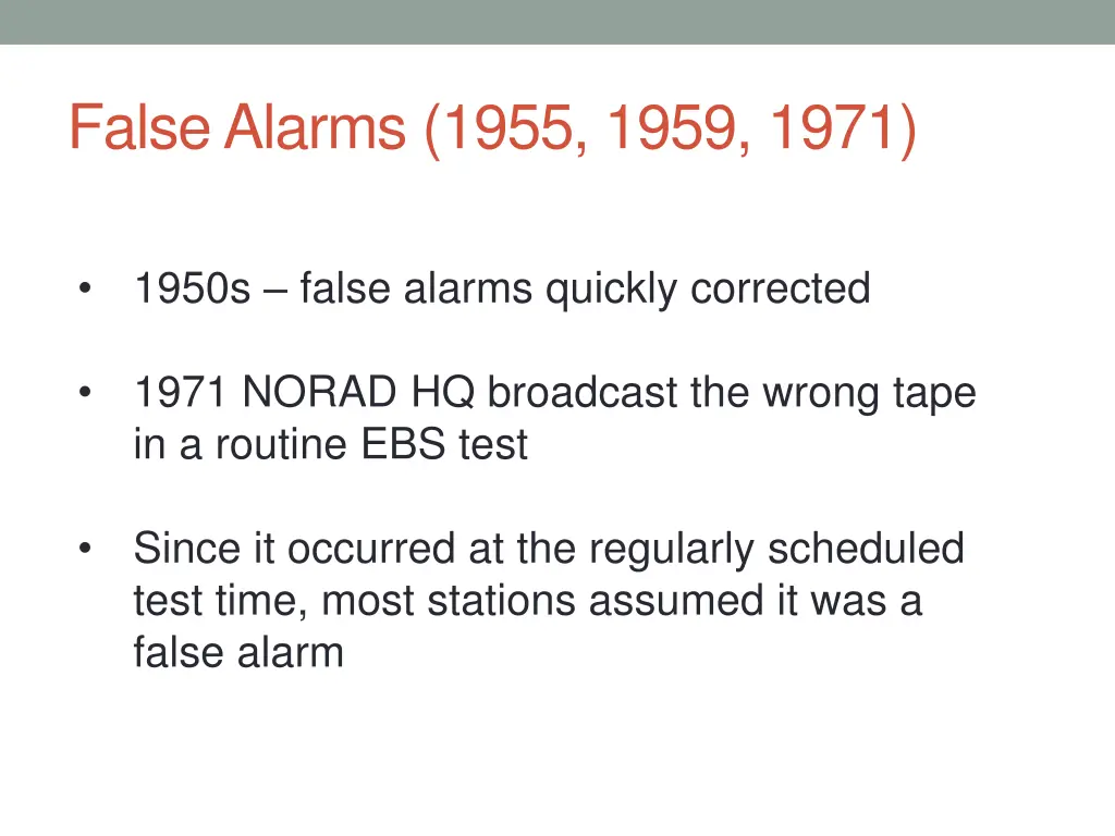 false alarms 1955 1959 1971