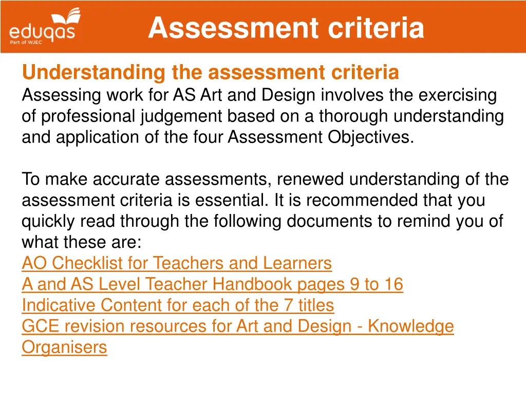 assessment criteria