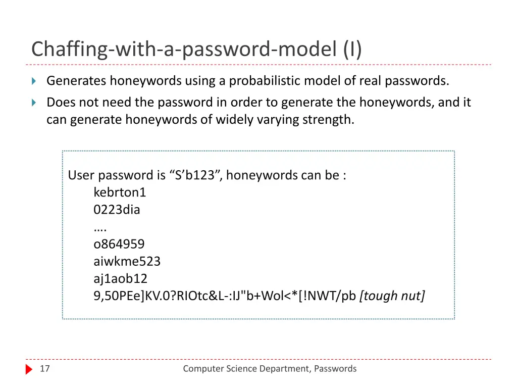chaffing with a password model i