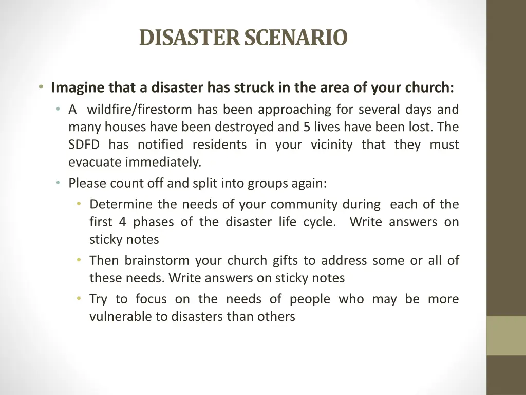 disaster scenario