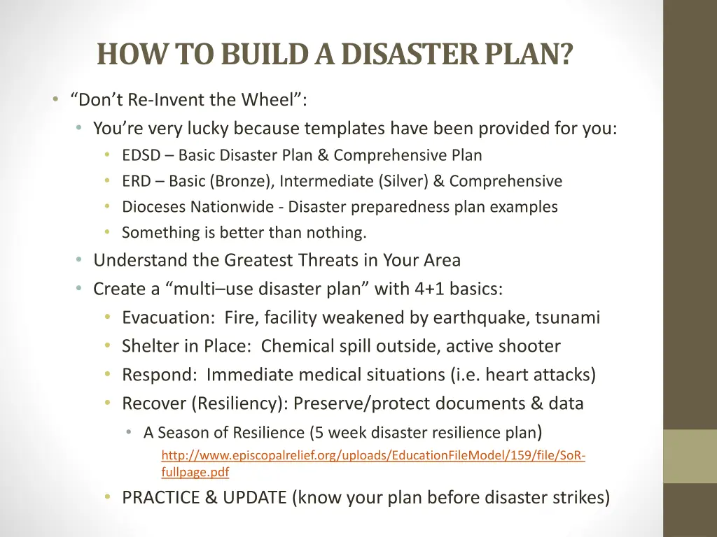 how to build a disaster plan