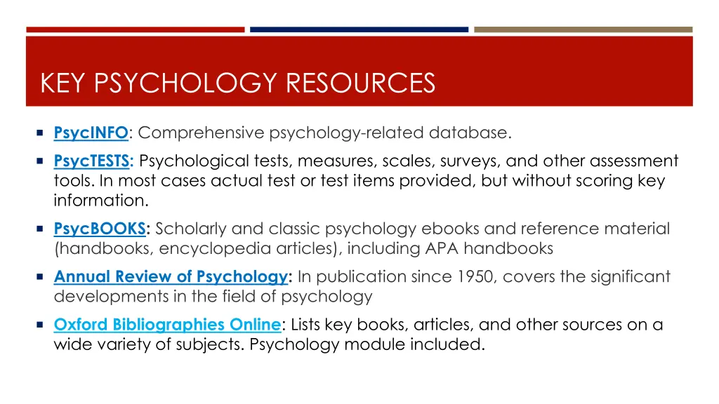 key psychology resources