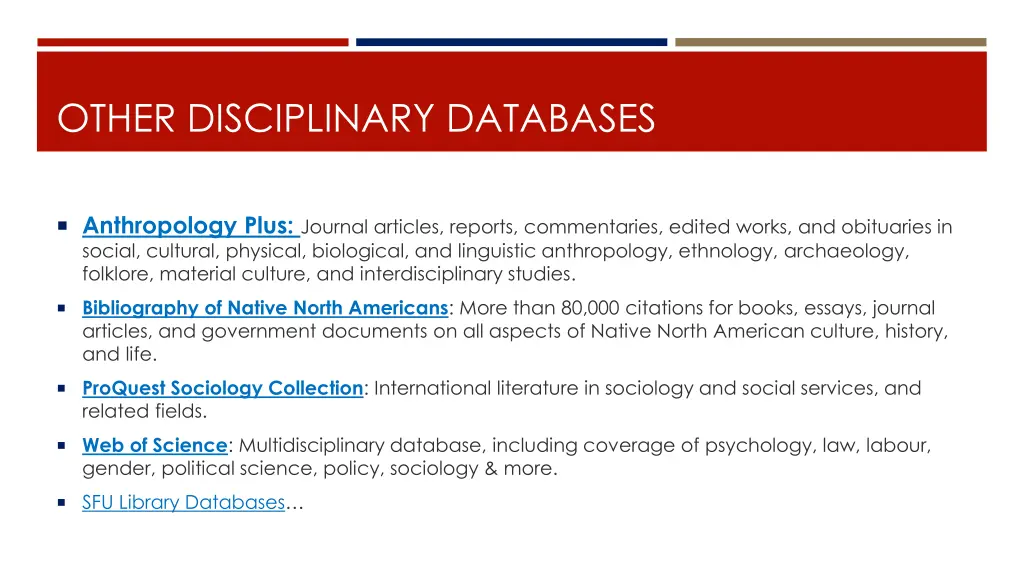 other disciplinary databases