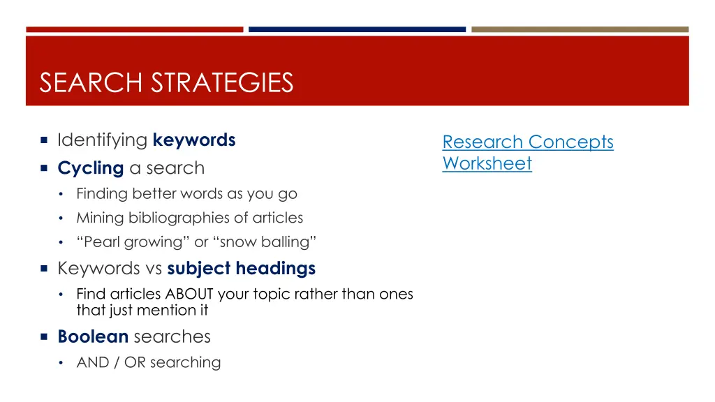 search strategies