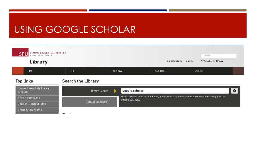 using google scholar