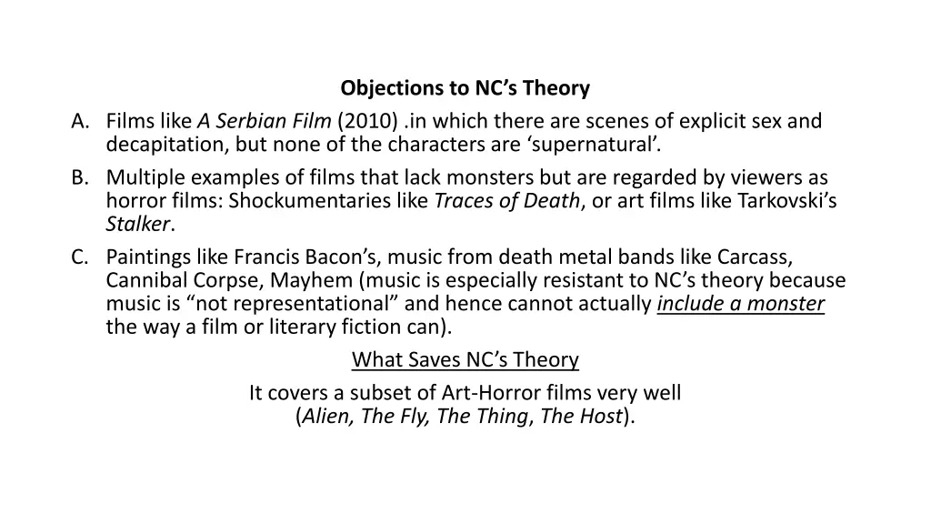 objections to nc s theory