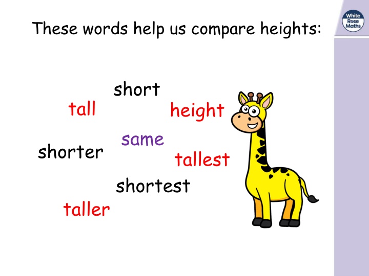 these words help us compare heights