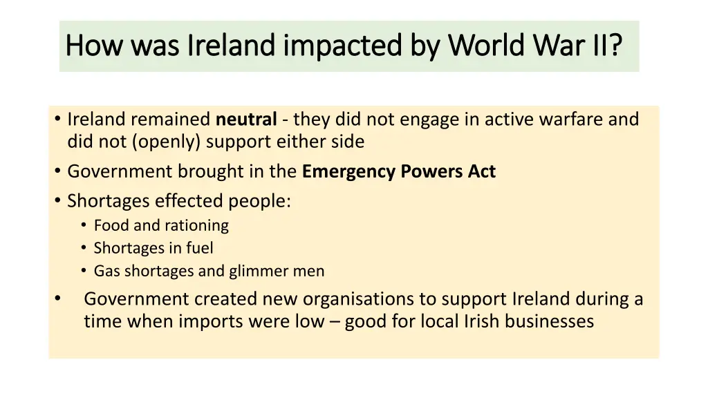 how was ireland impacted by world