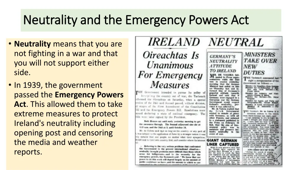 neutrality and the emergency powers