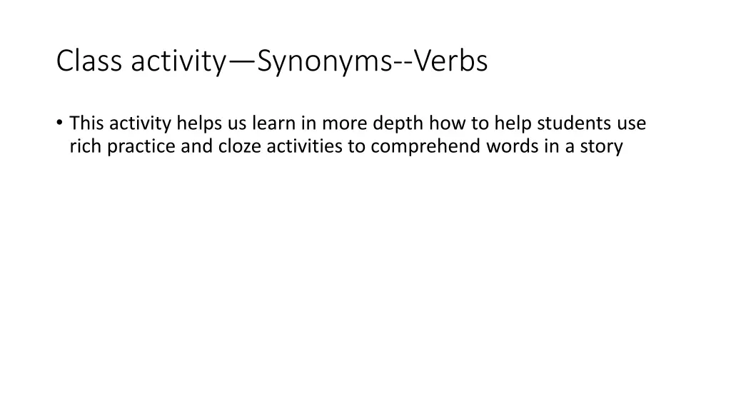 class activity synonyms verbs