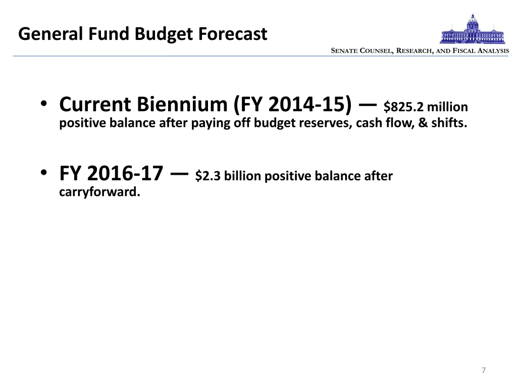 general fund budget forecast