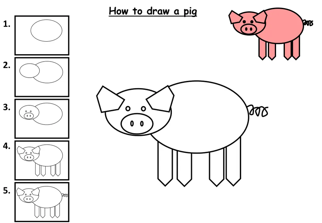 how to draw a pig
