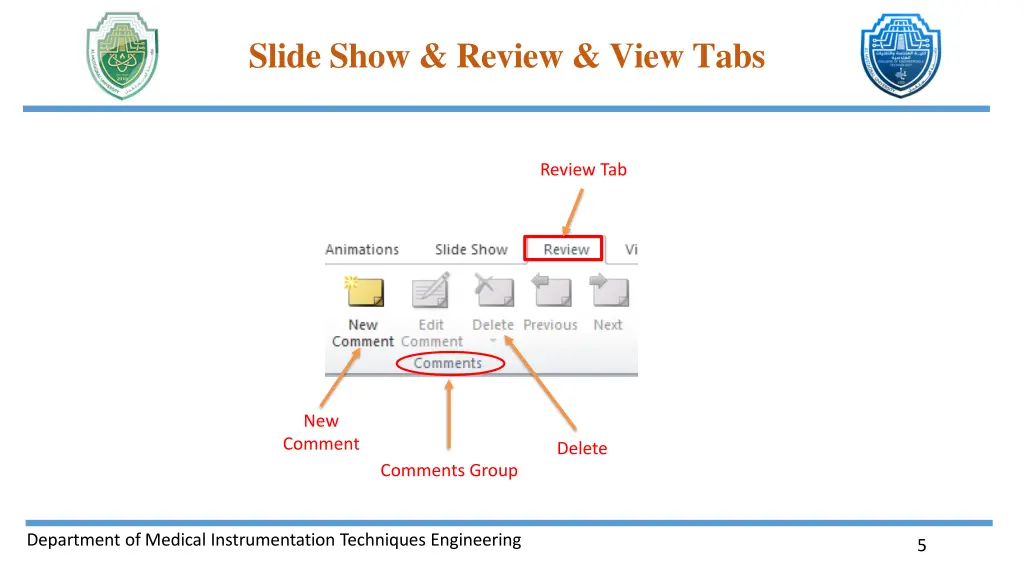 slide show review view tabs 3