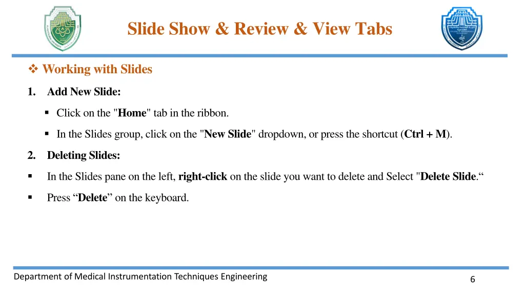 slide show review view tabs 4