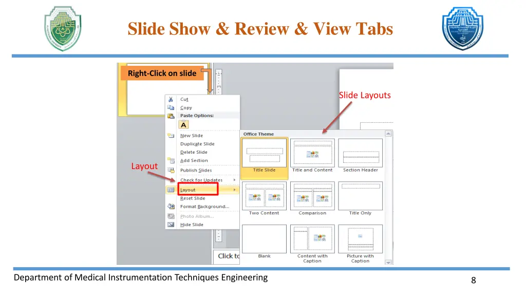 slide show review view tabs 6