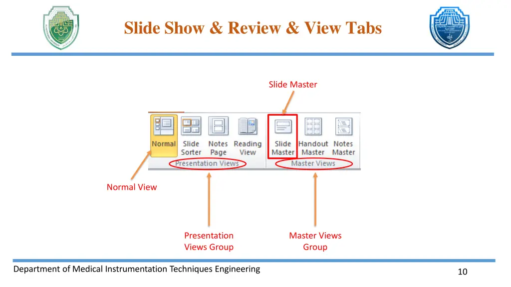 slide show review view tabs 8
