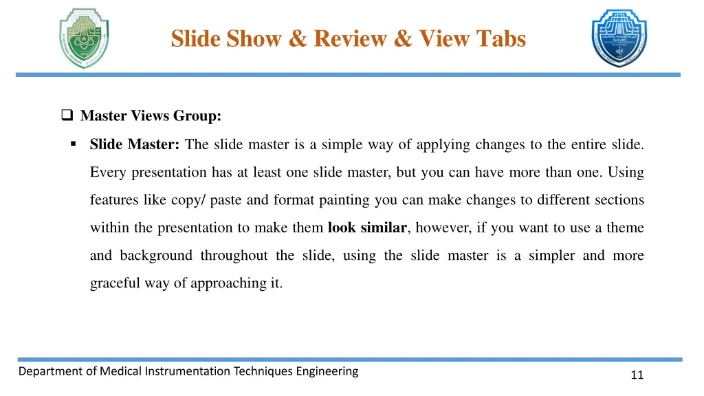 slide show review view tabs 9