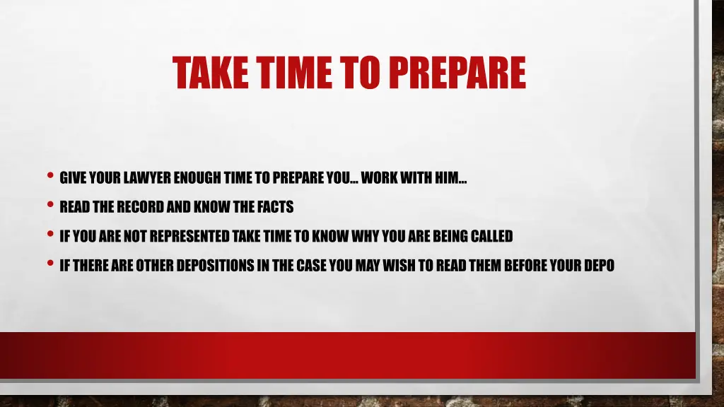 take time to prepare