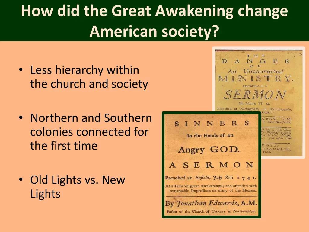 how did the great awakening change american