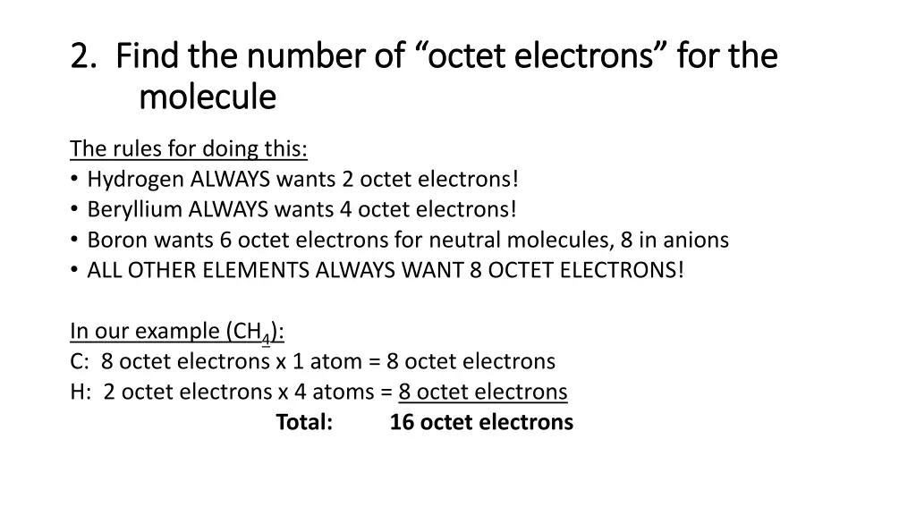 2 find the number of octet electrons