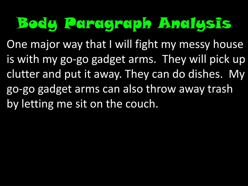 body paragraph analysis