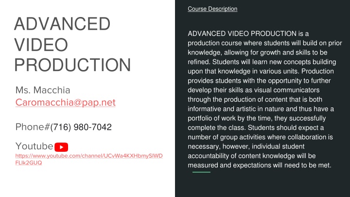 course description
