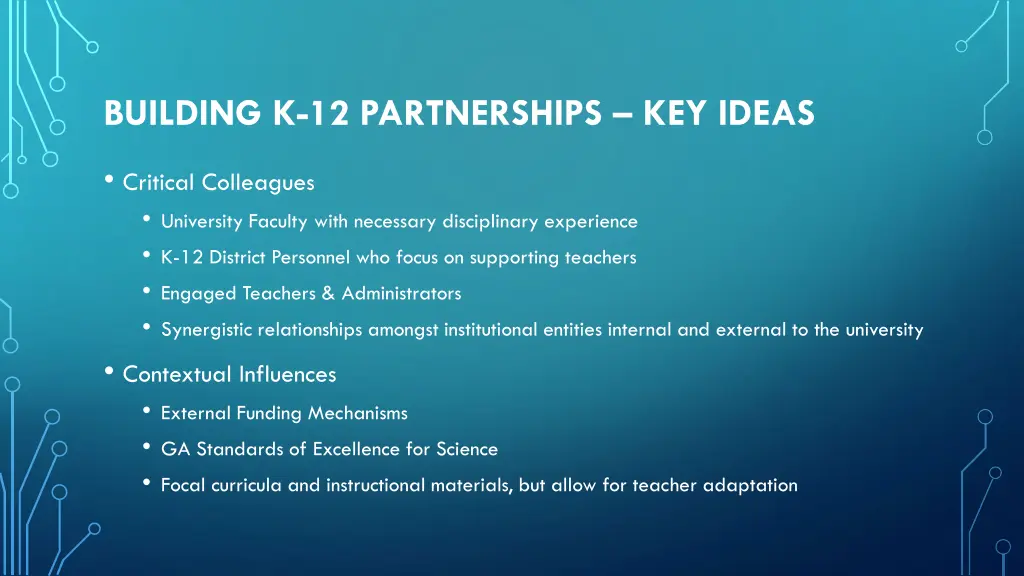 building k 12 partnerships key ideas