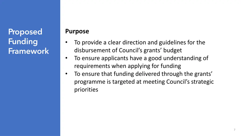 proposed funding framework