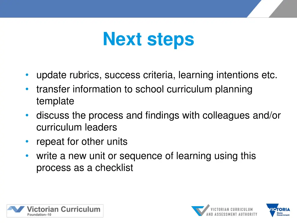 next steps